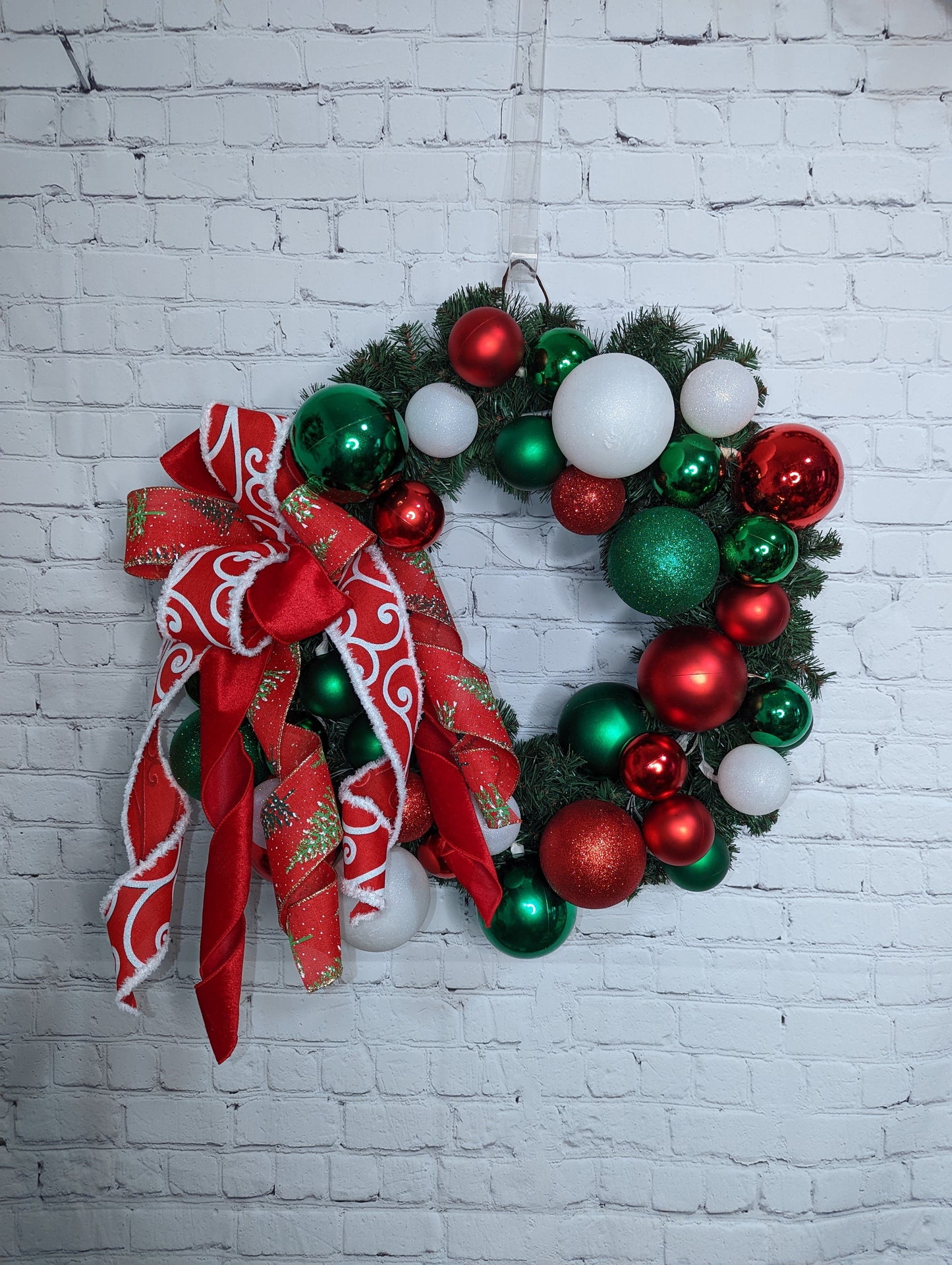 Red white and green Ornament Wreath