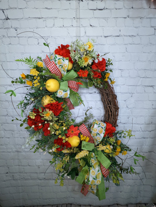 Floral, Lemons, Spring Summer, Mother's Day ,Everyday Wreath